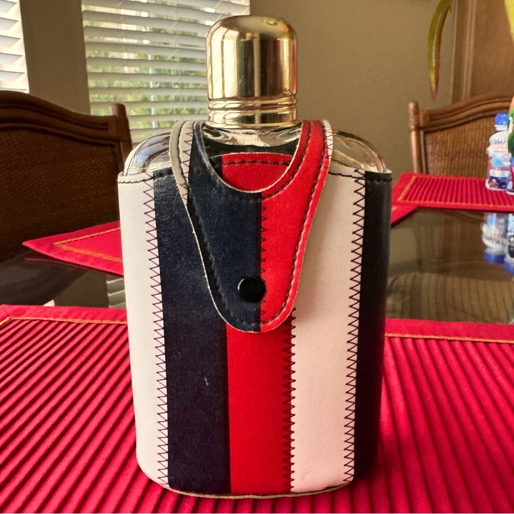 Vegan - Leather Wrapped - Glass Flask in Red, White & Blue